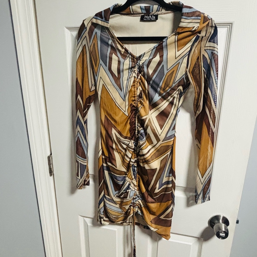 Multicolor Geometric Print Women's Top